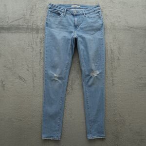 Levi's 711 Jeans Womens Size 29 Blue Mid-Rise Skinny Denim 30" Inseam Distressed